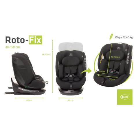 4Baby Roto-Fix i-Size - obrotowy fotelik samochodowy  40-150 cm | Black - 18